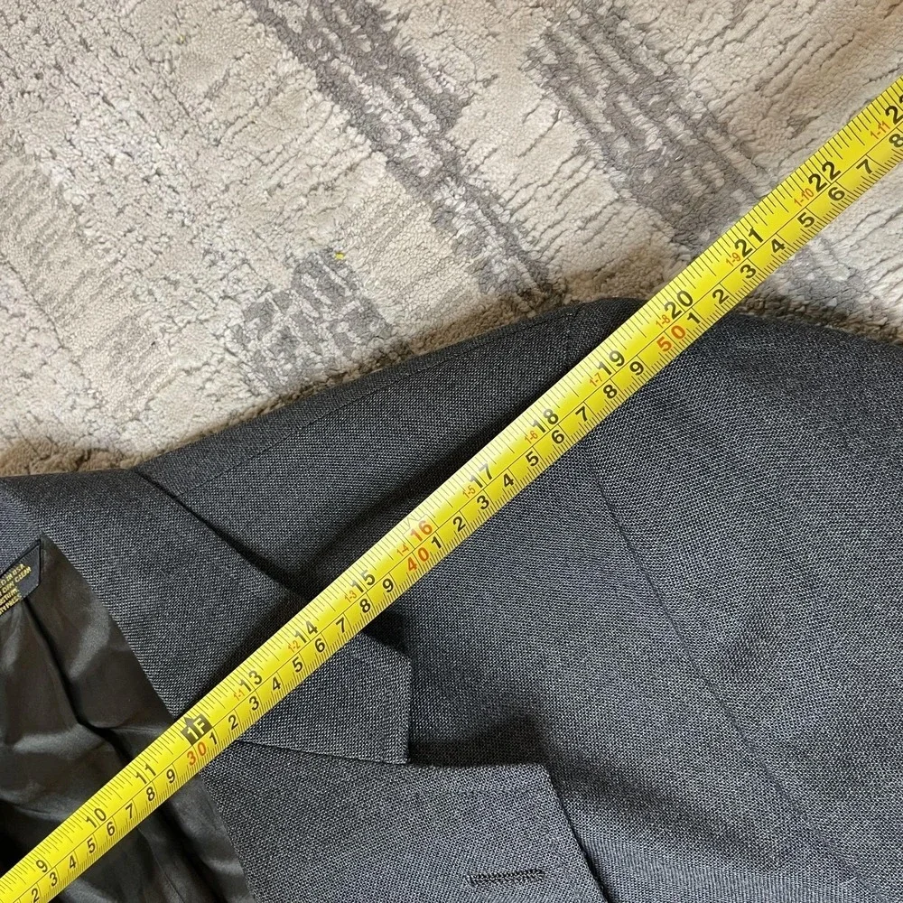 John Weitz Palm Beach Mens Big‎ Tall 44L Gray Blazer Gold Crest Buttons USA Made